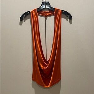 Vibrant Orange Drape Neck Women's Tank Top